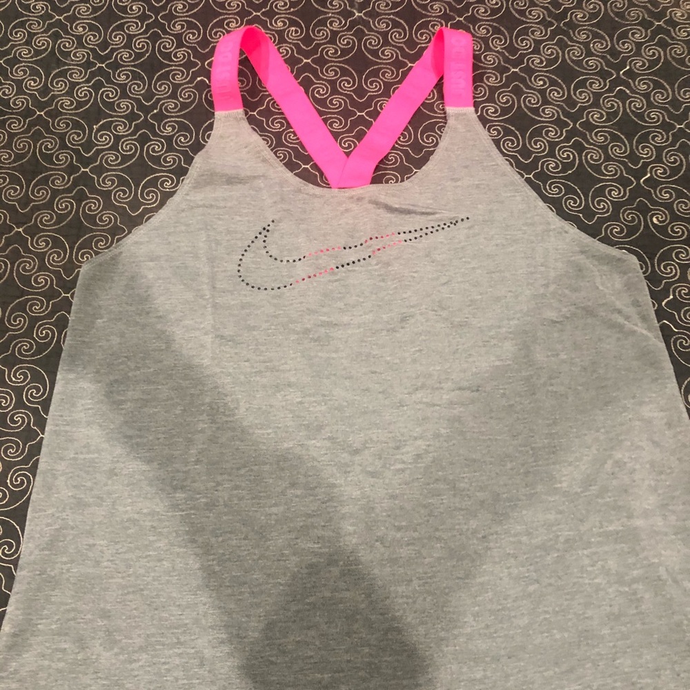 Nike tank top-dri fit- grey/hot pink-medium-NWOT